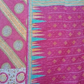 Twin Floral Kantha Quilt Indian