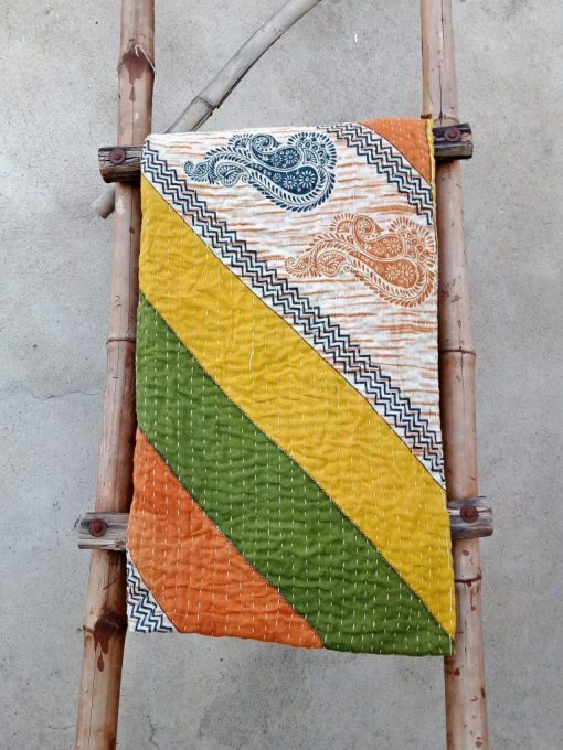 Floral Cotton Twin Kantha Quilt