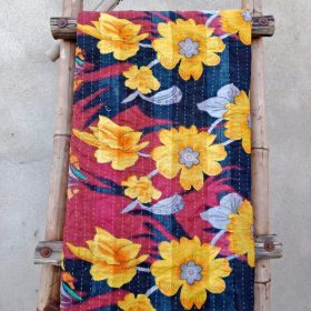 Vibrant colored Vintage Kantha Twin Quilt