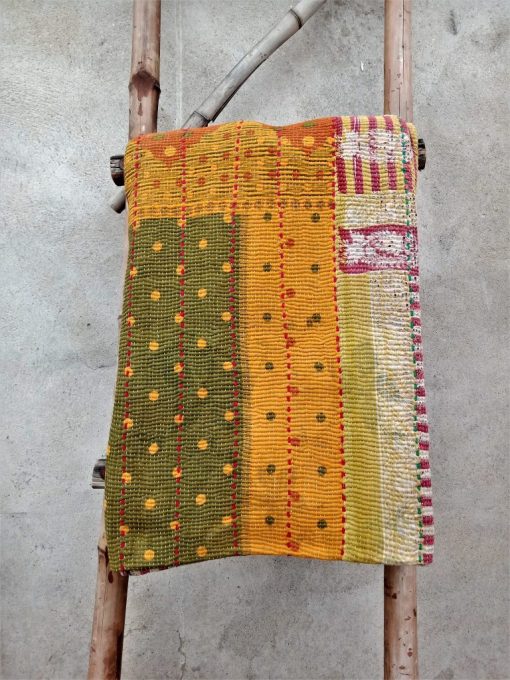 Polka Dot Heavy 6 Layered Vintage Kantha Quilt