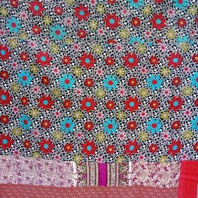 Floral Polka Dot Fine Stitched Kantha Quilt