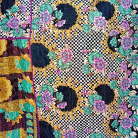 Checker Board Floral Queen Kantha