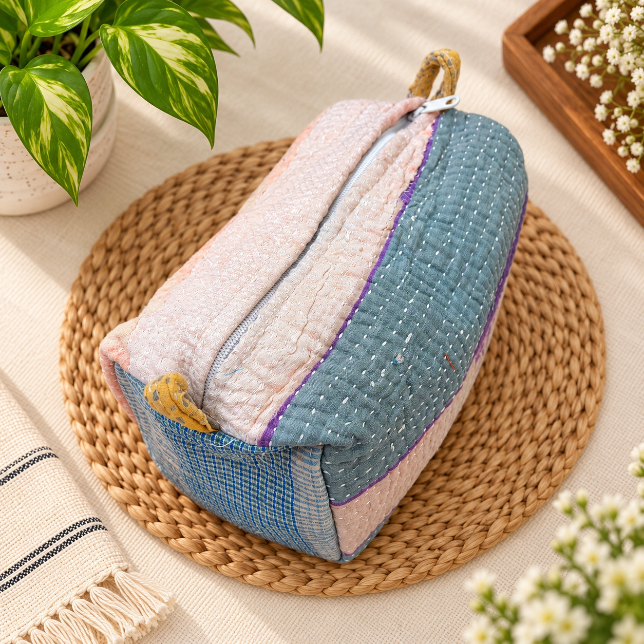 Cotton Kantha Toiletry Bag - Image 4
