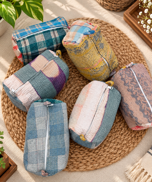 Vintage Sari Kantha Toiletry Bag