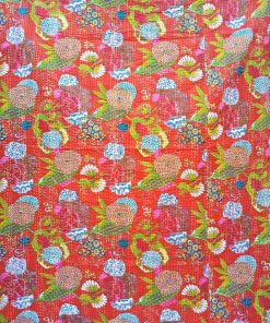 Alternative view of Floral Fruit Kantha Quilt
