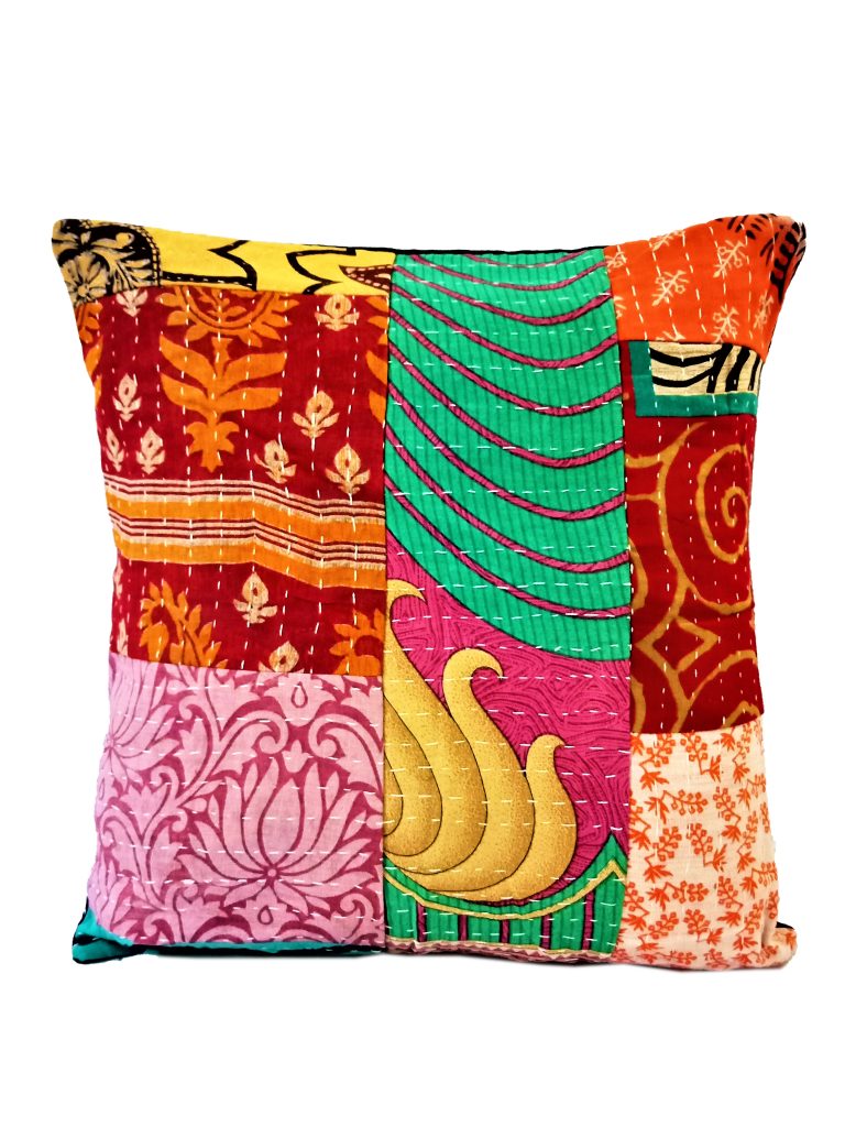 Cotton Handmade Vintage Sari Cushion Pillow Vintage Kantha Quilts
