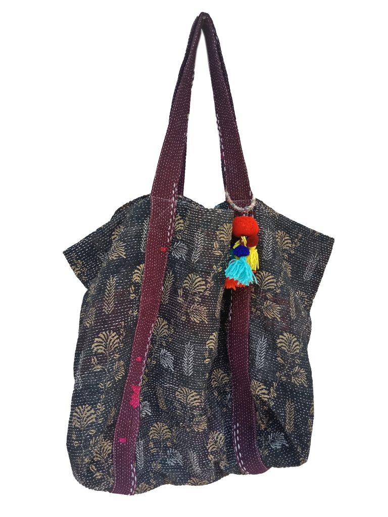Reversible Kantha Shopping Bag - Vintage Kantha Quilts, Throw Blankets ...