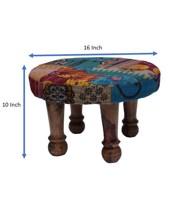 Alternative view of Patchwork Kantha Wooden Stool