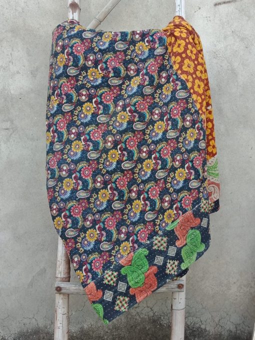 Paisley Floral Kantha Quilt