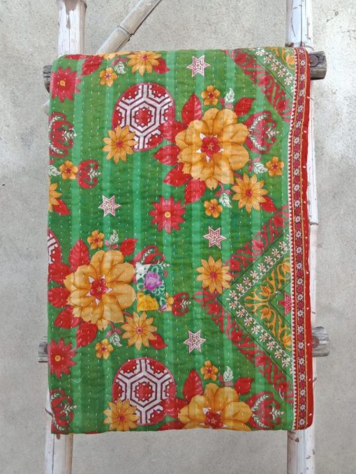 Designer Floral Vintage Kantha Throw