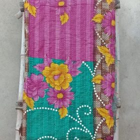 Floral Pattern Vintage Kantha Quilt