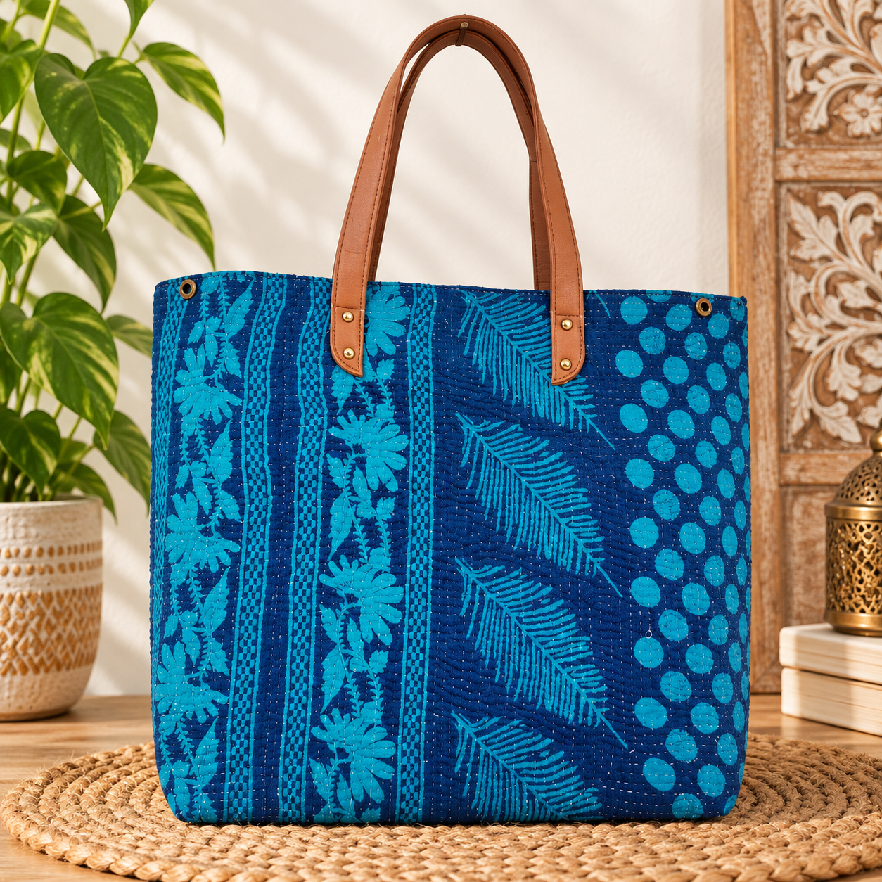 Fine Stitched Kantha Multi usage Shopping Bag