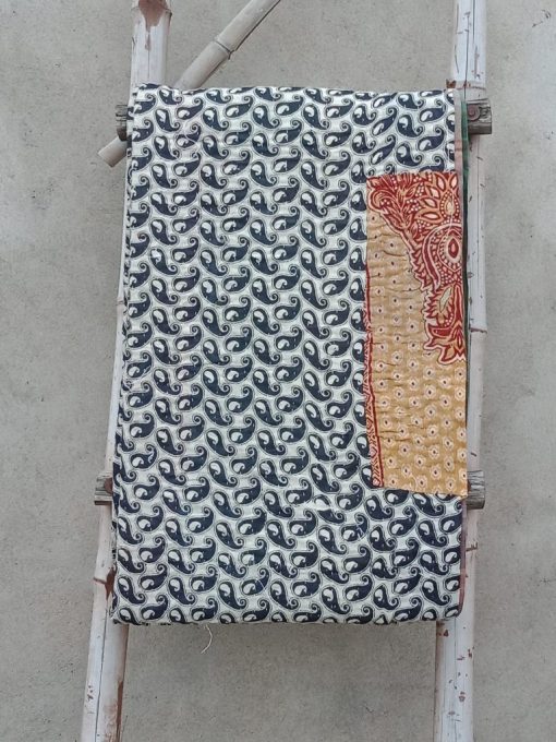 Black Paisley Kantha Throw