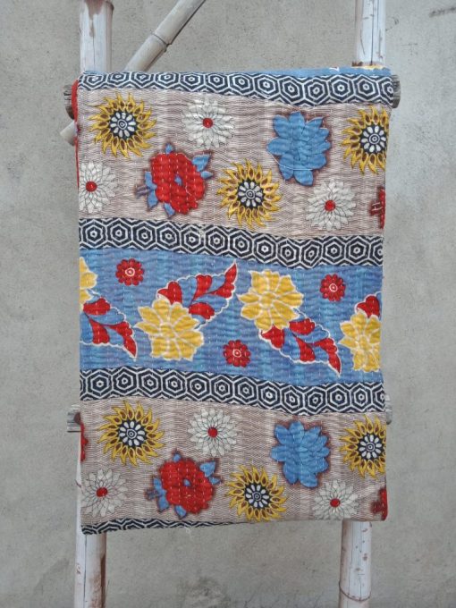 Floral Cotton Kantha Throw