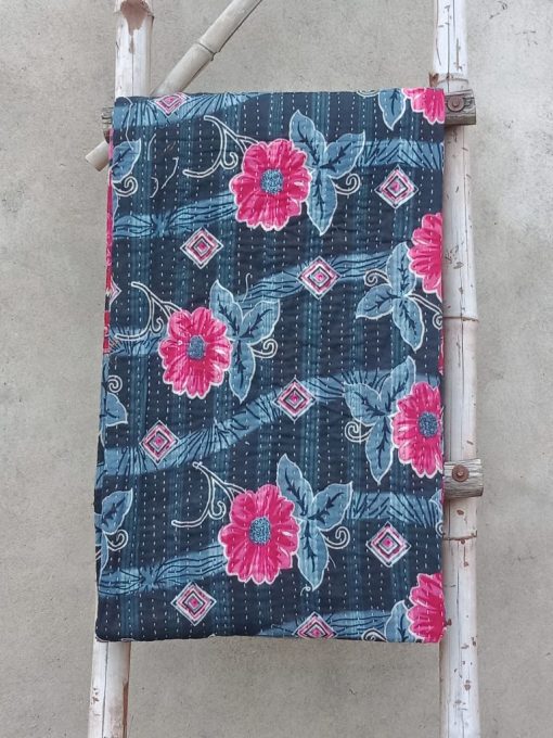 Red Roses Kantha throw