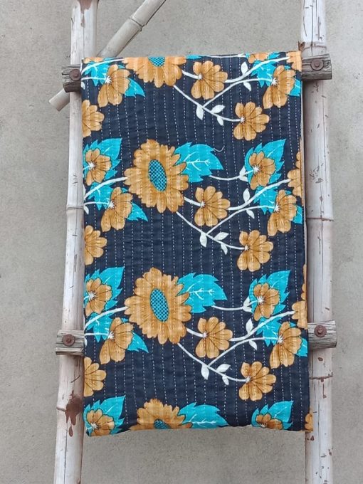 Designer Floral Kantha Throw
