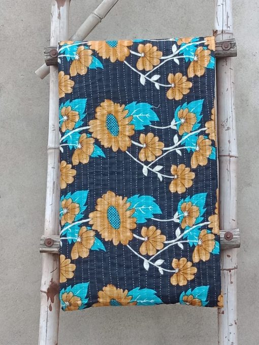 Designer Floral Kantha Throw