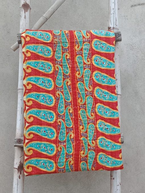 Turquoise Vintage Kantha Quilt