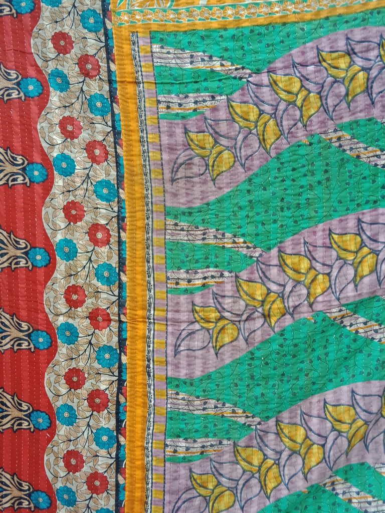 Stylo Culture Indian Recycled Sari Blankets Twin Printed Kantha Bengali Gudri Blanket Handmade Quilts Wholesale Vintage Ralli Gudri lot of 5 Pc