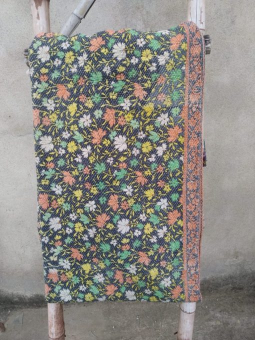 6 layered Floral Vintage Kantha Quilt