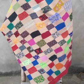 vibrant coloured heavy kantha quilt