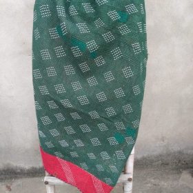 green vintage kantha quilt