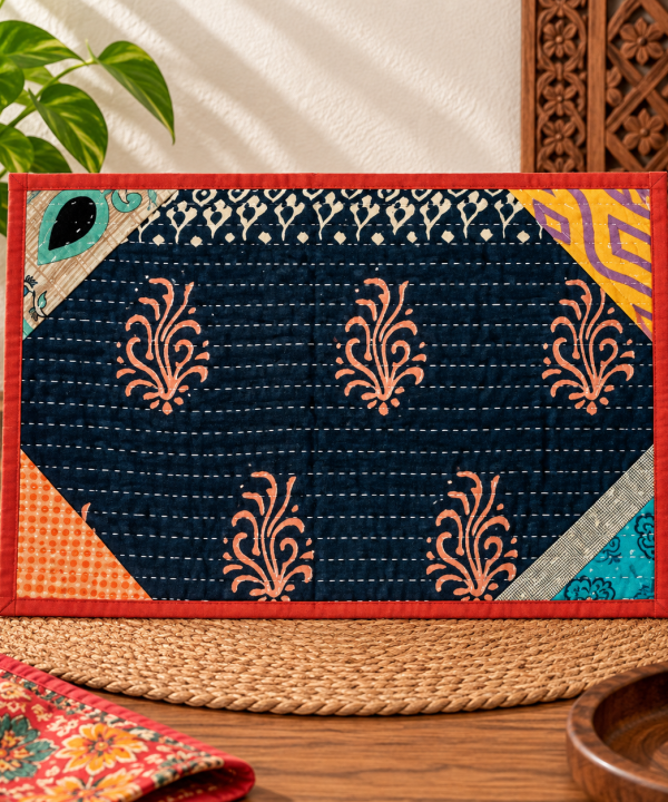 Vintage Sari Kantha Placemats Set -Assorted