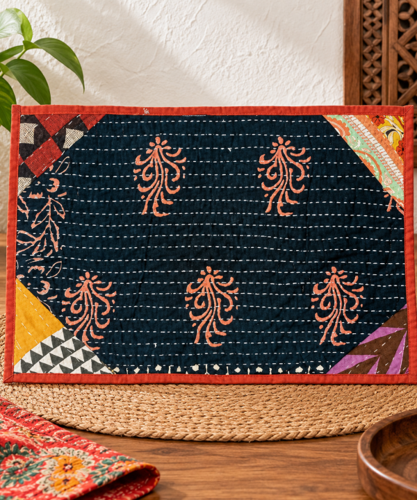 Indian Kantha Quilt Placemats Set -Assorted