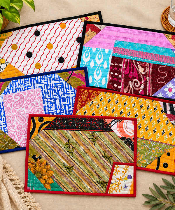 Kantha Placemats Paisley Set -Assorted