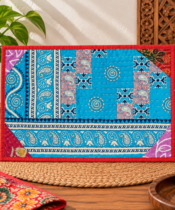 Paisley Kantha Placemats Set -Assorted