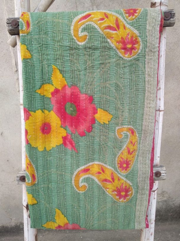 Bohemian Indian Kantha Quilt Vintage Kantha Wholesaler