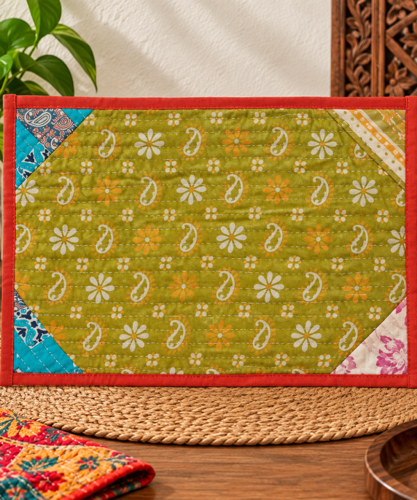 Handmade Kantha Quilt Placemats Set -Assorted
