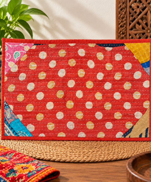 Kantha Placemats Polka Dot Set -Assorted