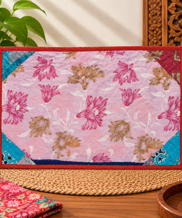 Floral Kantha Placemats Set -Assorted