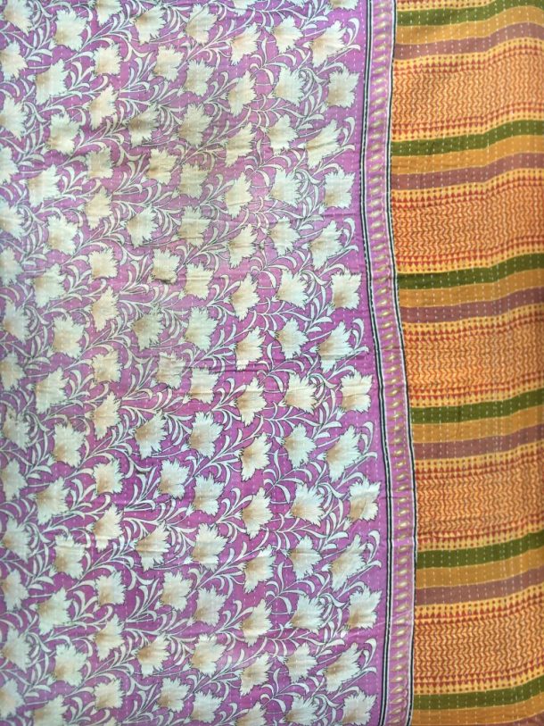 Purple Floral Vintage Kantha Blanket - Vintage Kantha Quilts, Throw ...