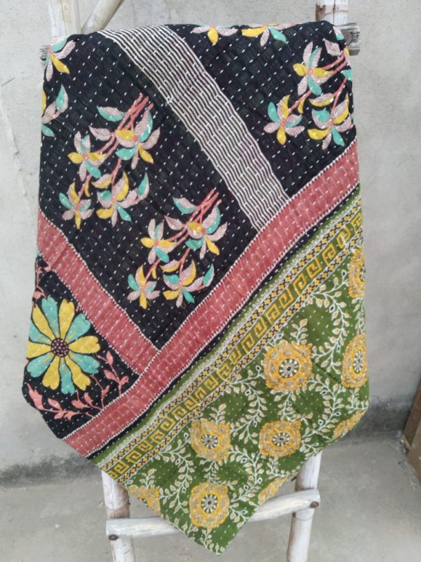 Paisley Multi Colour Kantha Throw - Vintage Kantha Quilts, Throw ...