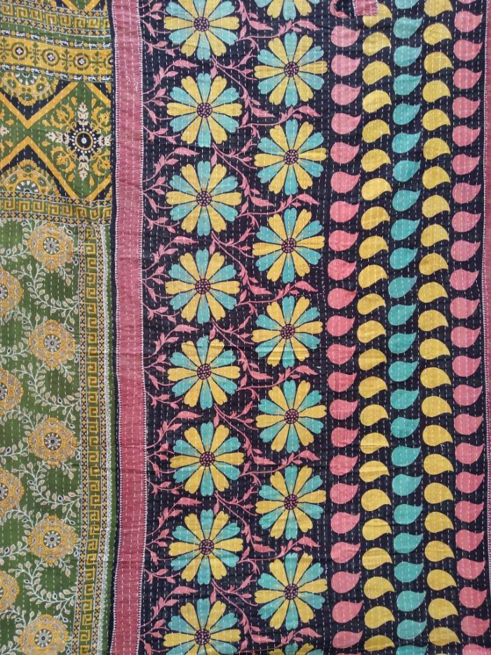 Paisley Multi Colour Kantha Throw - Vintage Kantha Quilts, Throw ...