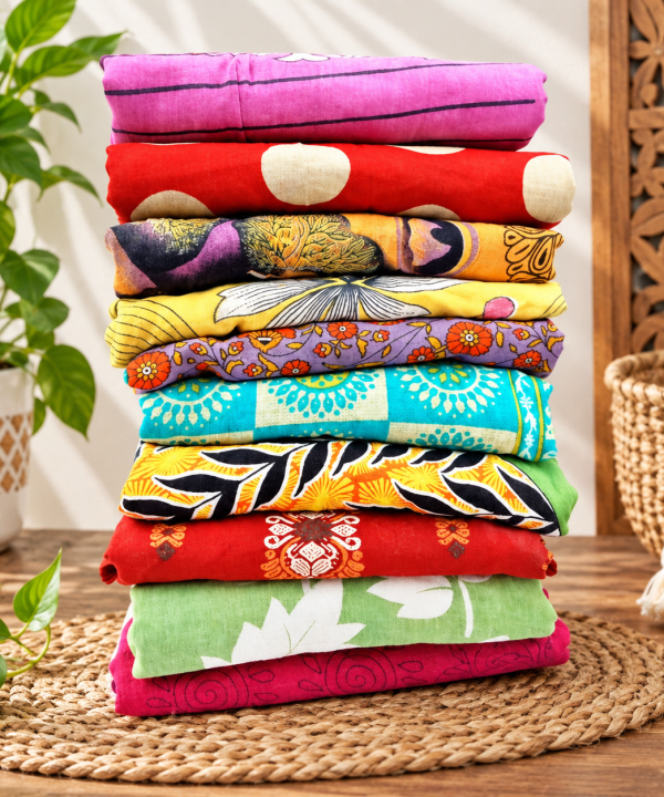Vintage Recycled Cotton Sari - Lot of 10
