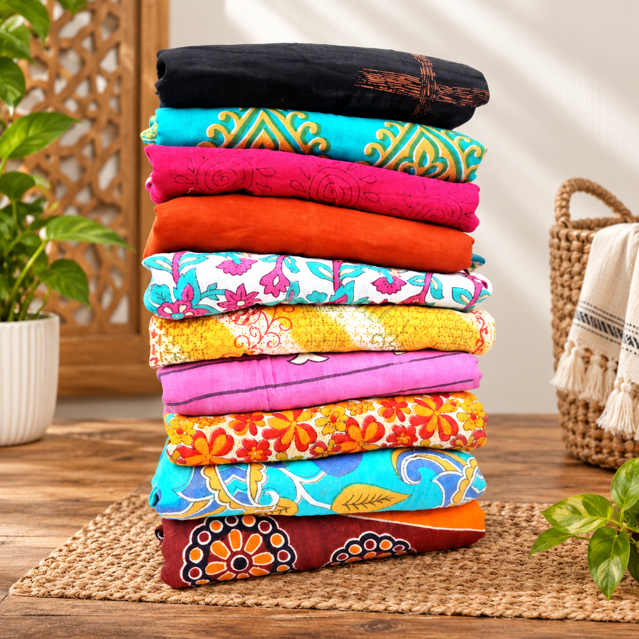 Recycled Cotton Indian Sari - Lot of 10