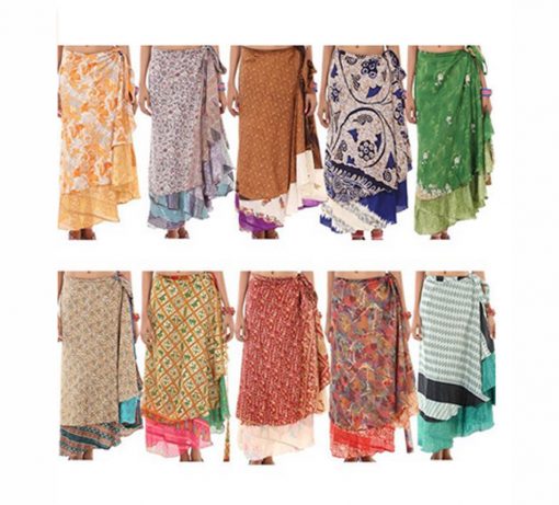 Vintage Sari Wrap Skirt lot | Vintage Kantha Quilt | Free Shipping