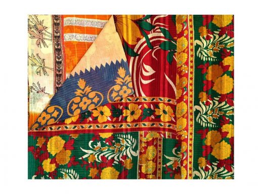 Indian Reversible Floral Kantha Throw