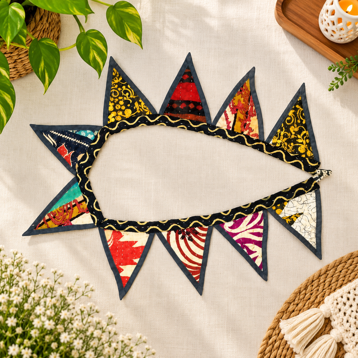 Handmade Kantha Window Valance - Set of 2