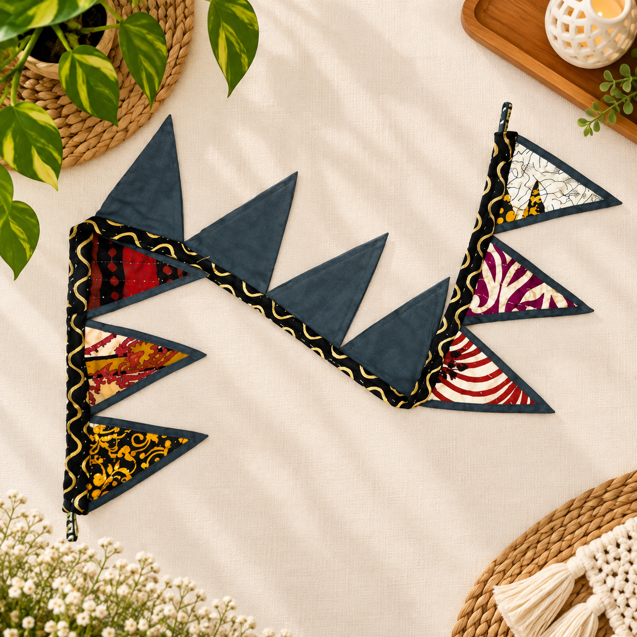 Handmade Kantha Window Valance - Set of 2 - Image 2