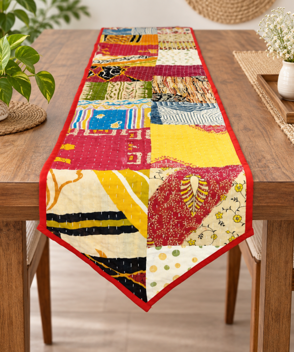 Sari Kantha Table Runner