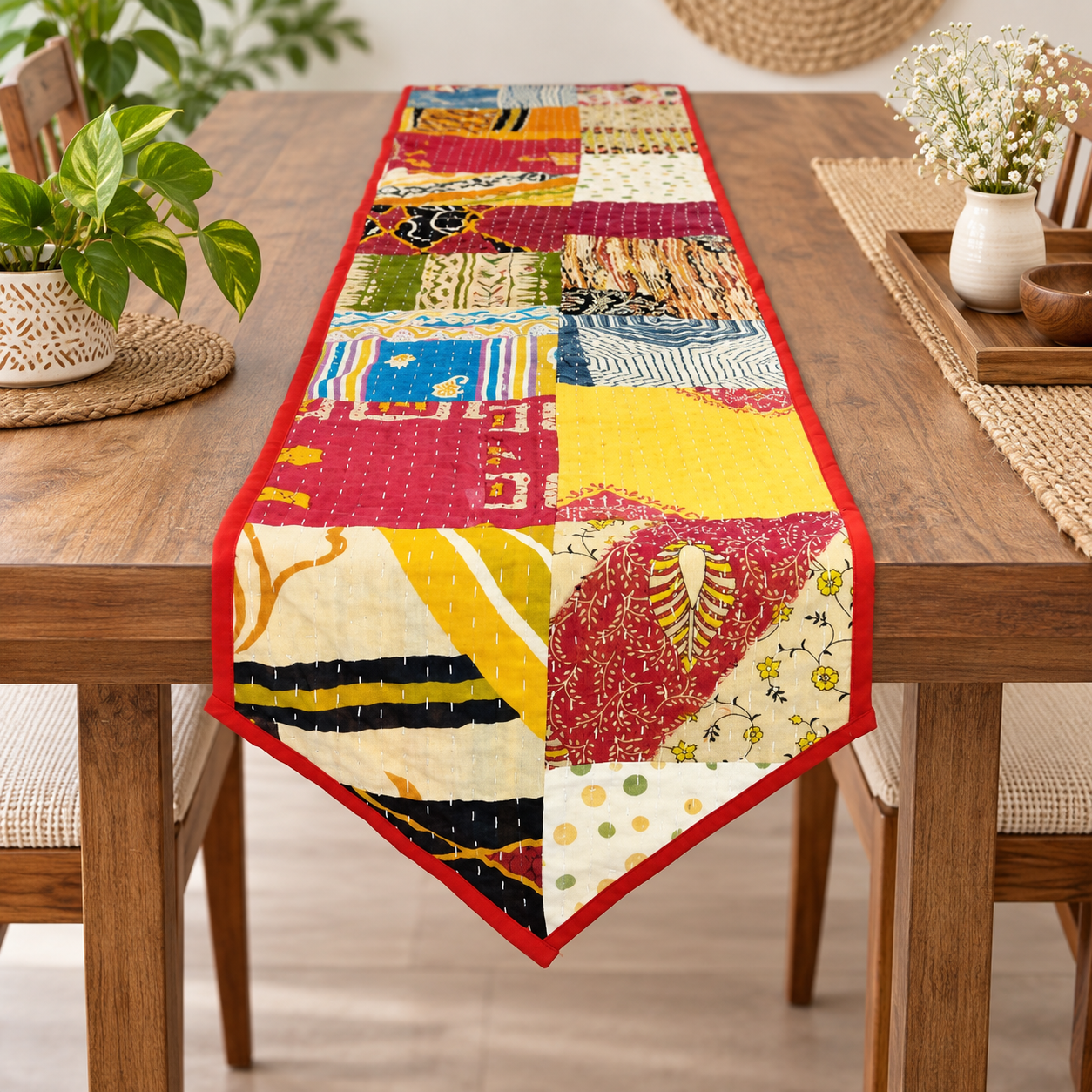 Sari Kantha Table Runner