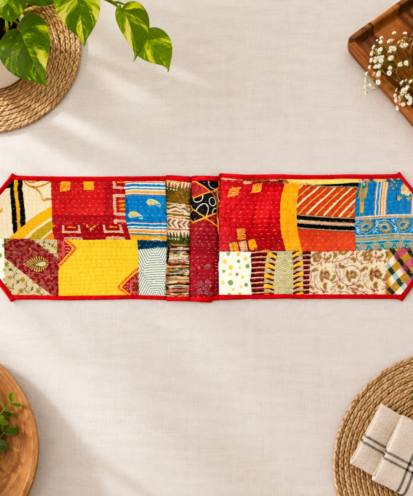 Alternative view of Sari Kantha Table Runner