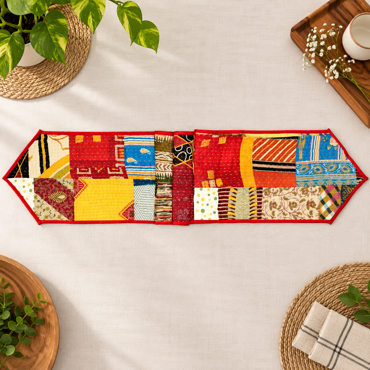 Sari Kantha Table Runner - Image 2