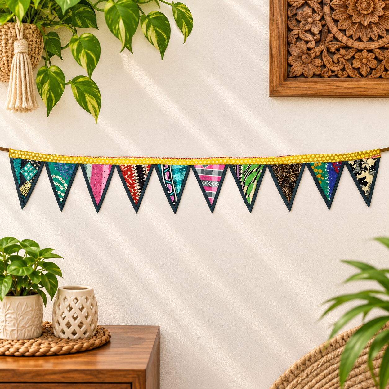 Indian Kantha Window Valance Bunting - Set of 2 - Image 3
