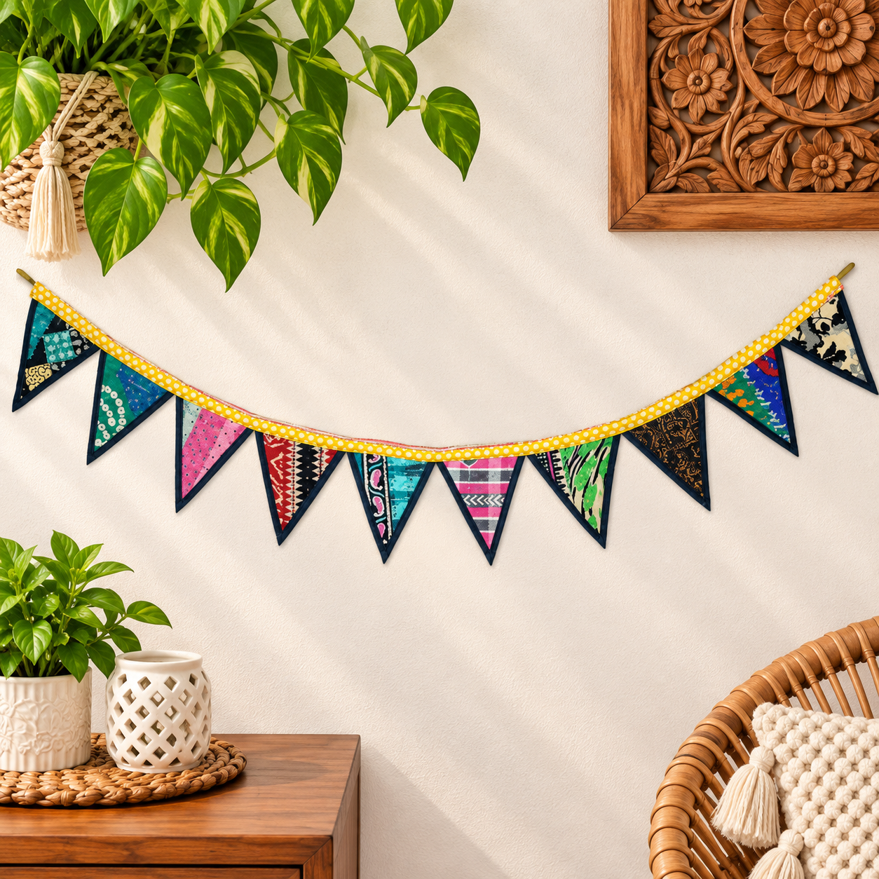 Indian Kantha Window Valance Bunting - Set of 2 - Image 4