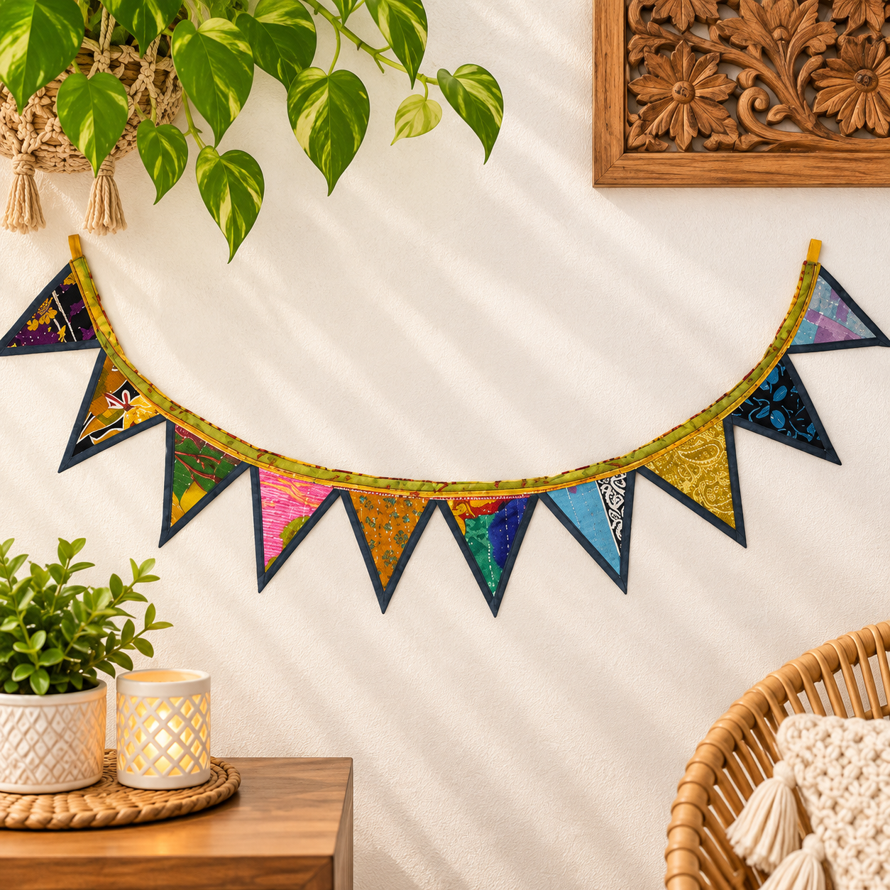 Kantha Embroidered Bunting - Set of 2 - Image 4